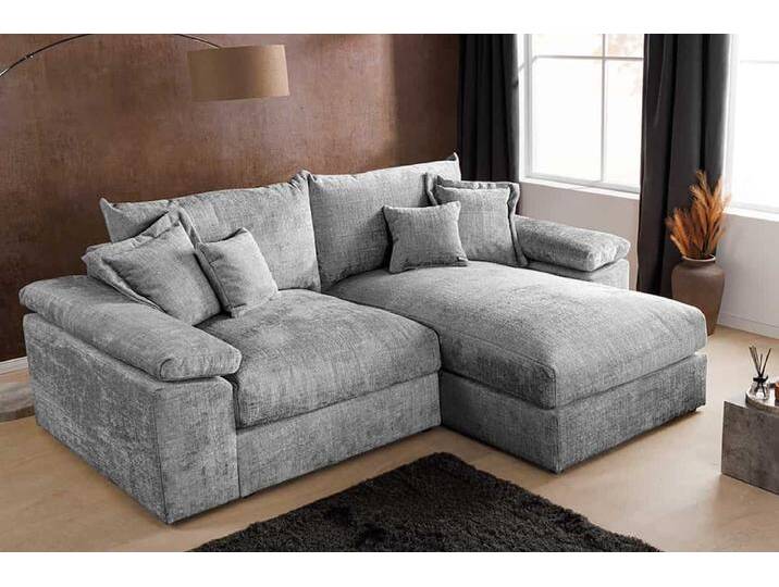 Design Ecksofa ATMOSPHERE XL 245cm grau Chenille Federkern 3-Sitzer inkl. Kissen L-Form Wohnzimmer Landhaus Modern Skandinavisch von Riess-Ambiente.de