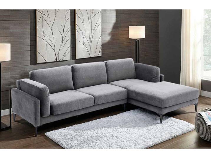 Design Ecksofa MANHATTAN 295cm dunkelgrau Samt Federkern 3-Sitzer Metallfüße L-Form Wohnzimmer Modern Retro von Riess-Ambiente.de