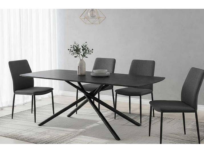 Design Esstisch OSAKA 200cm anthrazit Keramik schwarz Sterngestell Metall rechteckig Esszimmertisch 8+ Personen Modern von Riess-Ambiente.de