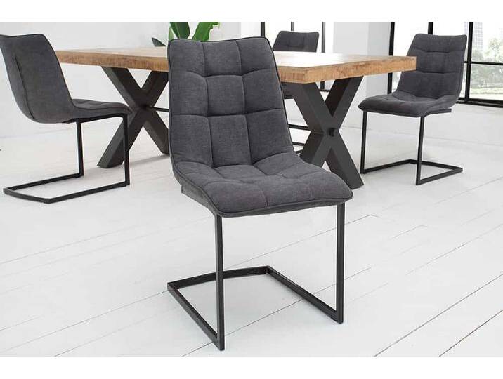 Design Freischwinger Stuhl MIAMI dunkelgrau Metallgestell matt schwarz Polsterstuhl Esszimmerstuhl Küchenstuhl Industrie & Loft Design Freischwinger Stuhl MIAMI dunkelgrau Metallgestell matt schwarz Polsterstuhl Esszimmerstuhl Küchenstuhl Industrie & Loft von Riess-Ambiente.de