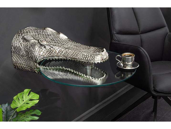 Design Hängetisch WILDLIFE CROCODILE 60cm silber Metall Krokodil Beistelltisch Maritim Modern von Riess-Ambiente.de