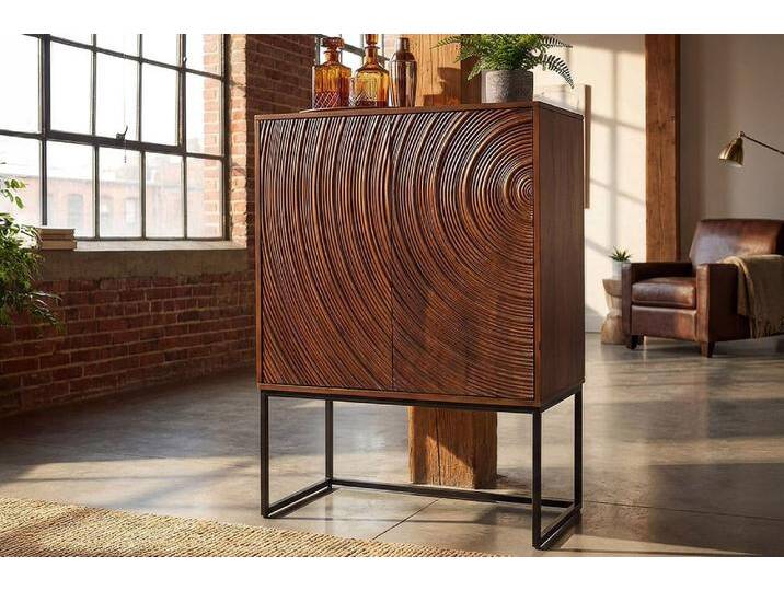 Design Highboard ORBIT 120cm braun Mangoholz mit 3D-Front schwarz Metall Asiatisch Industrie & Loft Rustikal Design Highboard ORBIT 120cm braun Mangoholz mit 3D-Front schwarz Metall Asiatisch Industrie & Loft Rustikal von Riess-Ambiente.de