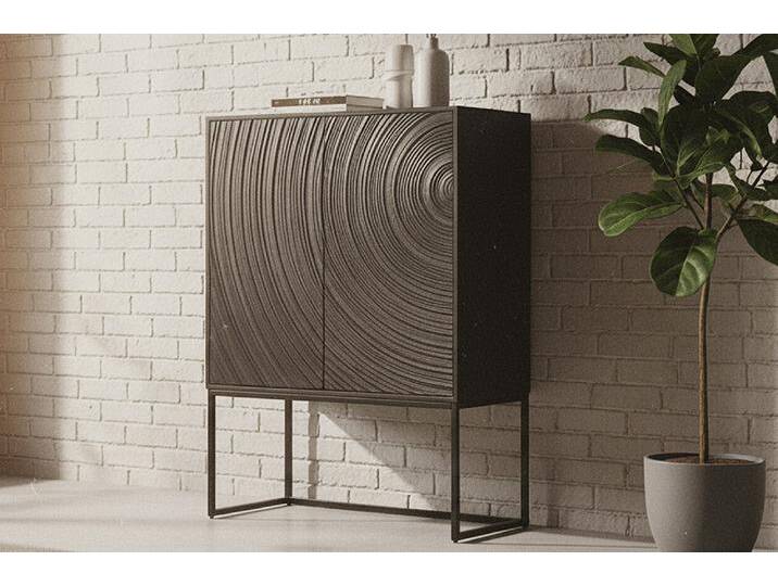 Design Highboard ORBIT 120cm schwarz Mangoholz mit 3D-Front Metall Asiatisch Industrie & Loft Rustikal Design Highboard ORBIT 120cm schwarz Mangoholz mit 3D-Front Metall Asiatisch Industrie & Loft Rustikal von Riess-Ambiente.de