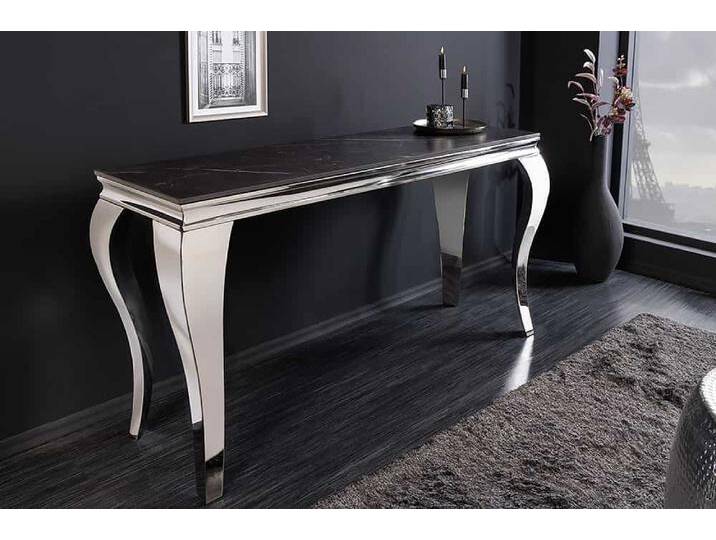 Design Konsolentisch MODERN BAROCK 140cm schwarz anthrazit chrom Keramik Marmor rechteckig von Riess-Ambiente.de