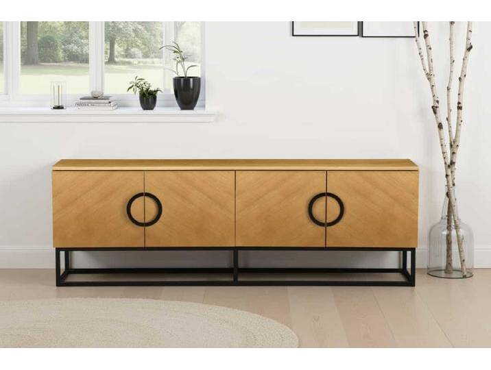 Design Lowboard GRANDEZZA 180cm natur Eichen-Design schwarz Metall viel Stauraum Design Lowboard GRANDEZZA 180cm natur Eichen-Design schwarz Metall viel Stauraum von Riess-Ambiente.de