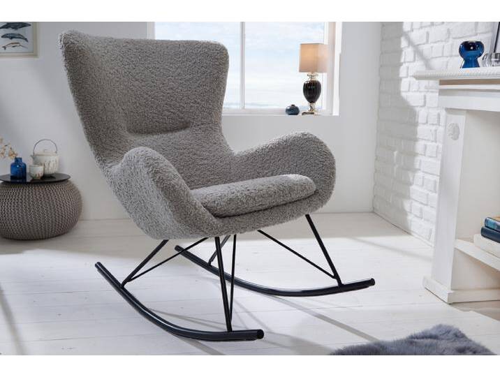 Design Schaukelstuhl SCANDINAVIA SWING hellgrau Bouclé Sessel schwarz Metall Polsterstuhl Skandinavisch Design Schaukelstuhl SCANDINAVIA SWING hellgrau Bouclé Sessel schwarz Metall Polsterstuhl Skandinavisch von Riess-Ambiente.de