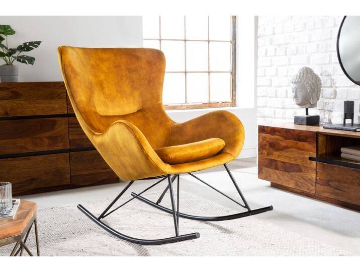 Design Schaukelstuhl SCANDINAVIA SWING senfgelb Samt Sessel Polsterstuhl Glamour Skandinavisch Modern Retro Design Schaukelstuhl SCANDINAVIA SWING senfgelb Samt Sessel Polsterstuhl Glamour Skandinavisch Modern Retro von Riess-Ambiente.de