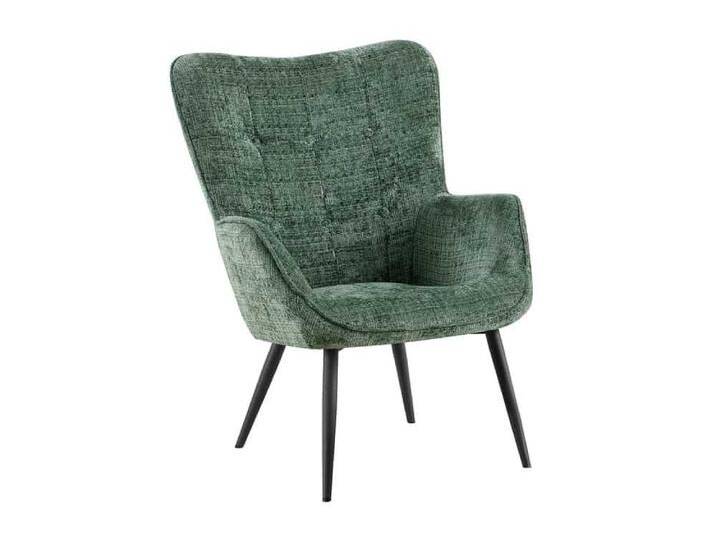 Design Sessel SCANDINAVIA grün Chenillestoff schwarz Metall mit Armlehne Industrie & Loft Modern Skandinavisch von Riess-Ambiente.de