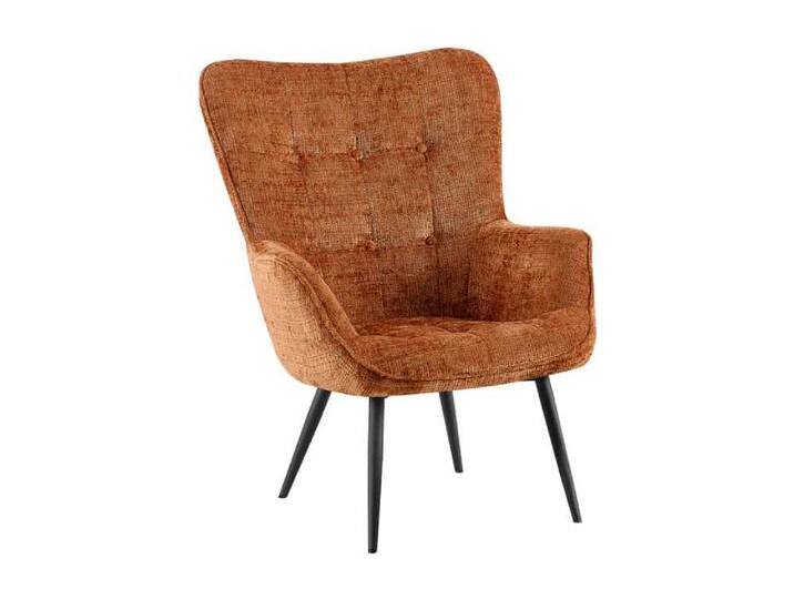 Design Sessel SCANDINAVIA rost braun Chenillestoff schwarz Metall mit Armlehne Industrie & Loft Modern Skandinavisch von Riess-Ambiente.de