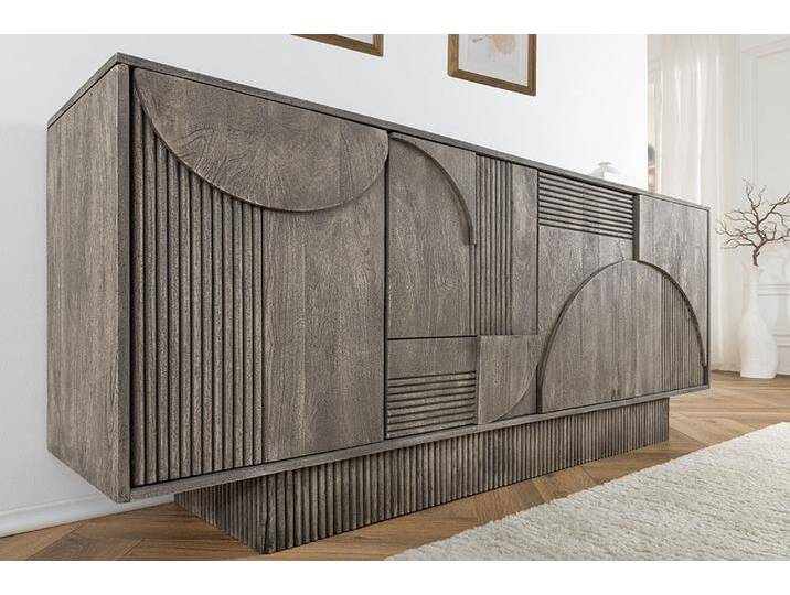 Design Sideboard ART DECO 170cm grau smoked Mangoholz massiv 3D-Front Boheme Modern Retro Rustikal Shabby Skandinavisch Design Sideboard ART DECO 170cm grau smoked Mangoholz massiv 3D-Front Boheme Modern Retro Rustikal Shabby Skandinavisch von Riess-Ambiente.de