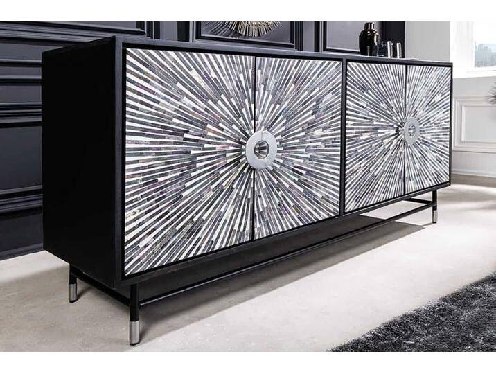Design Sideboard HERITAGE 160cm schwarz grau weiß Mosaik-Intarsien Kunsthandwerk Boheme Kolonial Natur Design Sideboard HERITAGE 160cm schwarz grau weiß Mosaik-Intarsien Kunsthandwerk Boheme Kolonial Natur von Riess-Ambiente.de