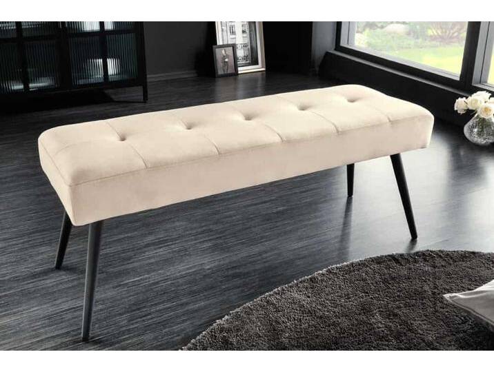 Design Sitzbank BOUTIQUE 100cm champagner Samt schwarze Metallbeine rechteckig Modern Industrie & Loft Skandinavisch von Riess-Ambiente.de