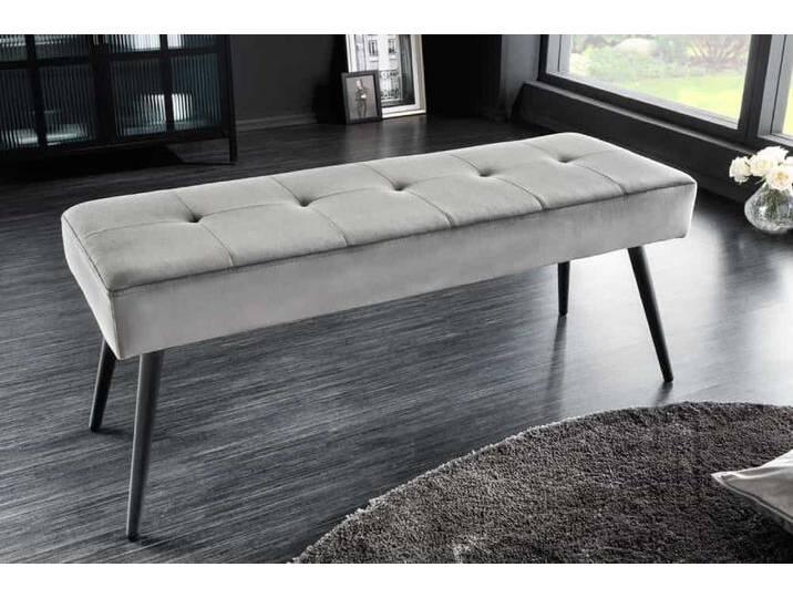 Design Sitzbank BOUTIQUE 100cm dunkelgrau Samt schwarze Metallbeine rechteckig Modern Industrie & Loft Skandinavisch von Riess-Ambiente.de