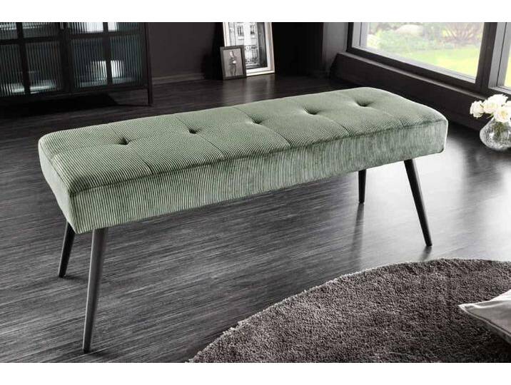 Design Sitzbank BOUTIQUE 100cm grün Cord schwarze Metallbeine rechteckig Modern Industrie & Loft Skandinavisch von Riess-Ambiente.de