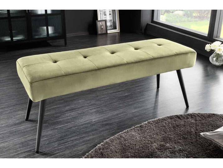 Design Sitzbank BOUTIQUE 100cm grün Samt schwarze Metallbeine rechteckig Modern Industrie & Loft Skandinavisch von Riess-Ambiente.de