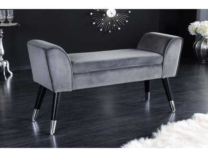 Design Sitzbank SCARLETT 90cm grau silber Samt Glamour Landhaus von Riess-Ambiente.de
