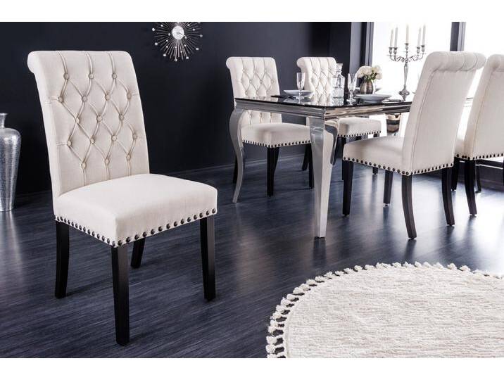 Design Stuhl CASTLE beige schwarz Strukturstoff Holzfüße Chesterfield Polsterstuhl Esszimmerstuhl Küchenstuhl Design Stuhl CASTLE beige schwarz Strukturstoff Holzfüße Chesterfield Polsterstuhl Esszimmerstuhl Küchenstuhl von Riess-Ambiente.de