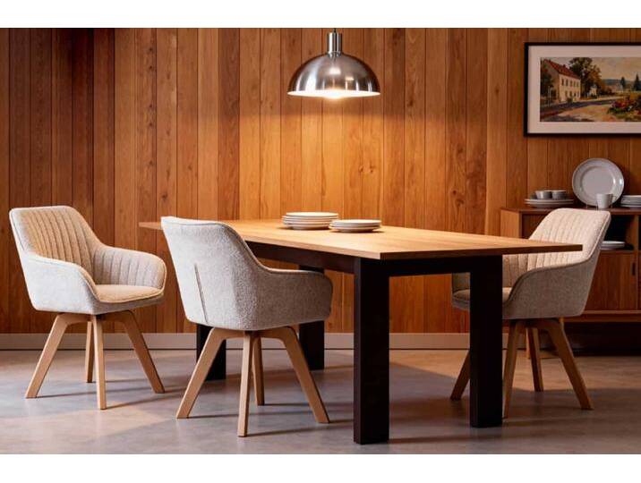 Design Stuhl LIVORNO beige Strukturstoff Massivholzbeine drehbar Auto-Return-Funktion Natur Retro Skandinavisch Design Stuhl LIVORNO beige Strukturstoff Massivholzbeine drehbar Auto-Return-Funktion Natur Retro Skandinavisch von Riess-Ambiente.de