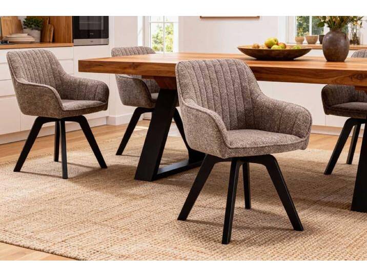 Design Stuhl LIVORNO taupe Strukturstoff schwarz Massivholz drehbar Auto-Return-Funktion Natur Retro Skandinavisch Design Stuhl LIVORNO taupe Strukturstoff schwarz Massivholz drehbar Auto-Return-Funktion Natur Retro Skandinavisch von Riess-Ambiente.de