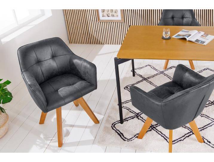 Design Stuhl LOFT antik grau Microfaser drehbar massiv Buchenholz mit Armlehne Polsterstuhl Esszimmerstuhl Küchenstuhl Industrie & Loft Modern Natur Design Stuhl LOFT antik grau Microfaser drehbar massiv Buchenholz mit Armlehne Polsterstuhl Esszimmerstuhl Küchenstuhl Industrie & Loft Modern Natur von Riess-Ambiente.de