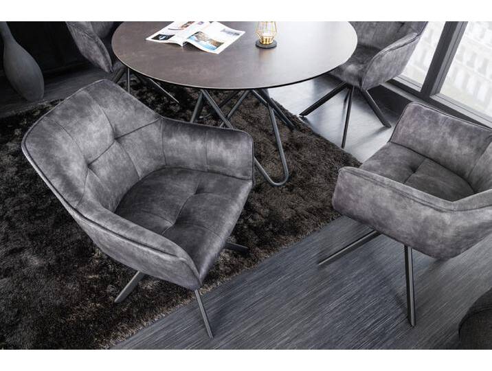 Design Stuhl LOFT dunkelgrau Samt drehbar Metallgestell schwarz mit Armlehne Polsterstuhl Esszimmerstuhl Küchenstuhl Industrie & Loft Modern Design Stuhl LOFT dunkelgrau Samt drehbar Metallgestell schwarz mit Armlehne Polsterstuhl Esszimmerstuhl Küchenstuhl Industrie & Loft Modern von Riess-Ambiente.de