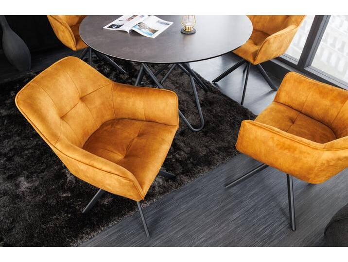Design Stuhl LOFT senfgelb Samt drehbar Metallgestell schwarz mit Armlehne Polsterstuhl Esszimmerstuhl Design Stuhl LOFT senfgelb Samt drehbar Metallgestell schwarz mit Armlehne Polsterstuhl Esszimmerstuhl von Riess-Ambiente.de
