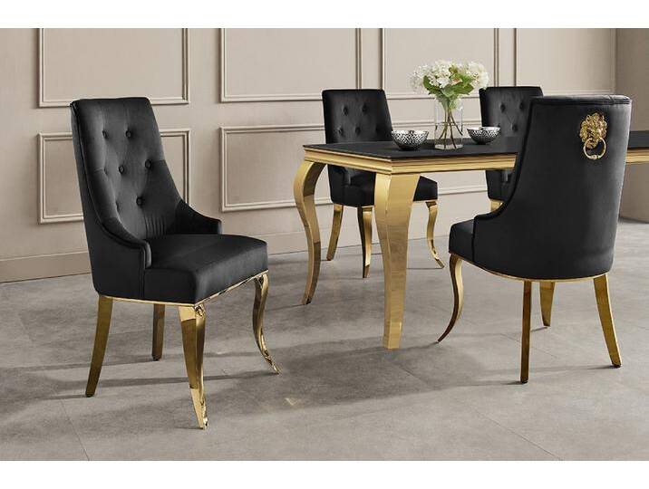 Design Stuhl MODERN BAROCK DELUXE schwarz Samt gold Edelstahl mit Löwenkopf Polsterstuhl Esszimmerstuhl Küchenstuhl Design Stuhl MODERN BAROCK DELUXE schwarz Samt gold Edelstahl mit Löwenkopf Polsterstuhl Esszimmerstuhl Küchenstuhl von Riess-Ambiente.de