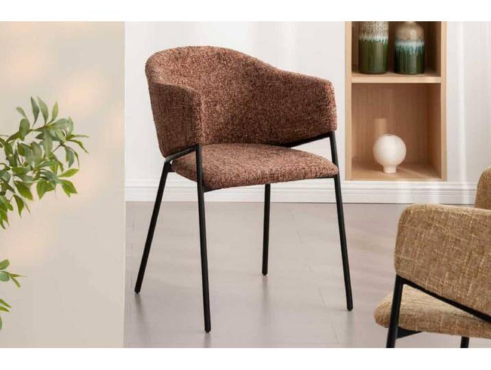 Design Stuhl NOBLESSE braun Chenille schwarzes Metallgestell Esszimmerstuhl Küchenstuhl Modern Retro Design Stuhl NOBLESSE braun Chenille schwarzes Metallgestell Esszimmerstuhl Küchenstuhl Modern Retro von Riess-Ambiente.de