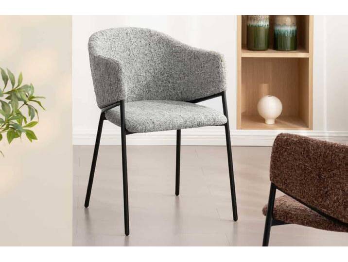 Design Stuhl NOBLESSE grau Chenille schwarzes Metallgestell Esszimmerstuhl Küchenstuhl Modern Retro Design Stuhl NOBLESSE grau Chenille schwarzes Metallgestell Esszimmerstuhl Küchenstuhl Modern Retro von Riess-Ambiente.de