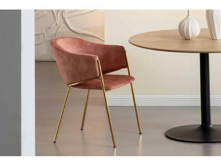 Design Stuhl NOBLESSE rosé Samt golden verchromtes Metallgestell Retro-Look Esszimmerstuhl Küchenstuhl Design Stuhl NOBLESSE rosé Samt golden verchromtes Metallgestell Retro-Look Esszimmerstuhl Küchenstuhl von Riess-Ambiente.de