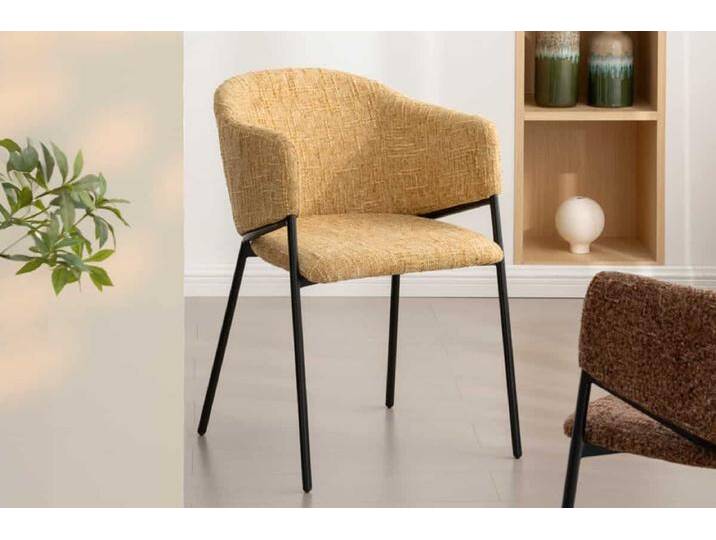 Design Stuhl NOBLESSE senfgelb Chenille schwarzes Metallgestell Esszimmerstuhl Küchenstuhl Modern Retro Design Stuhl NOBLESSE senfgelb Chenille schwarzes Metallgestell Esszimmerstuhl Küchenstuhl Modern Retro von Riess-Ambiente.de