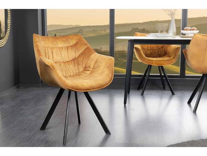 Design Stuhl THE DUTCH COMFORT senfgelb Samt mit Armlehne gepolstert schwarze Metallbeine Esszimmerstuhl Küchenstuhl Glamour Industrie & Loft Modern Retro Design Stuhl THE DUTCH COMFORT senfgelb Samt mit Armlehne gepolstert schwarze Metallbeine Esszimmerstuhl Küchenstuhl Glamour Industrie & Loft Modern Retro von Riess-Ambiente.de