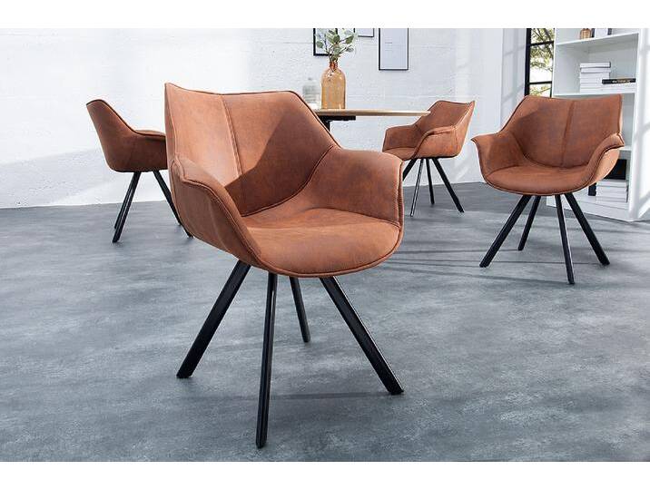 Design Stuhl THE DUTCH RETRO antik braun mit Armlehne Polsterstuhl Esszimmerstuhl Küchenstuhl von Riess-Ambiente.de