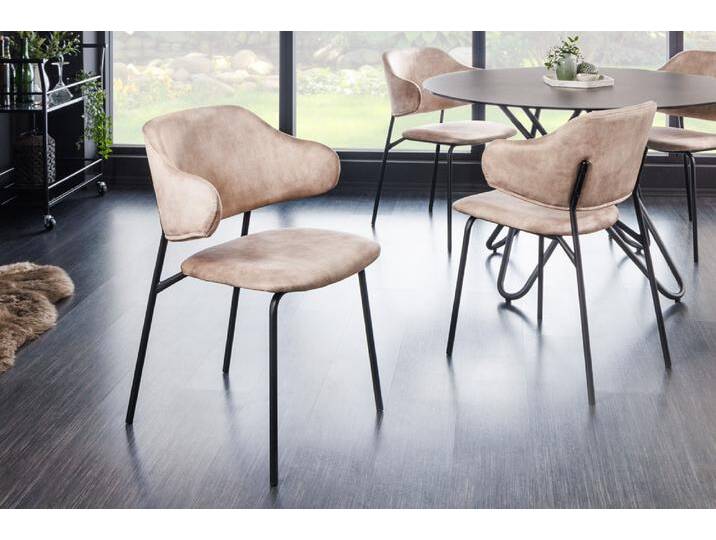 Design Stuhl VOGUE champagner greige Samt schwarze Metallbeine Esszimmerstuhl Küchenstuhl Retro Skandinavisch Design Stuhl VOGUE champagner greige Samt schwarze Metallbeine Esszimmerstuhl Küchenstuhl Retro Skandinavisch von Riess-Ambiente.de