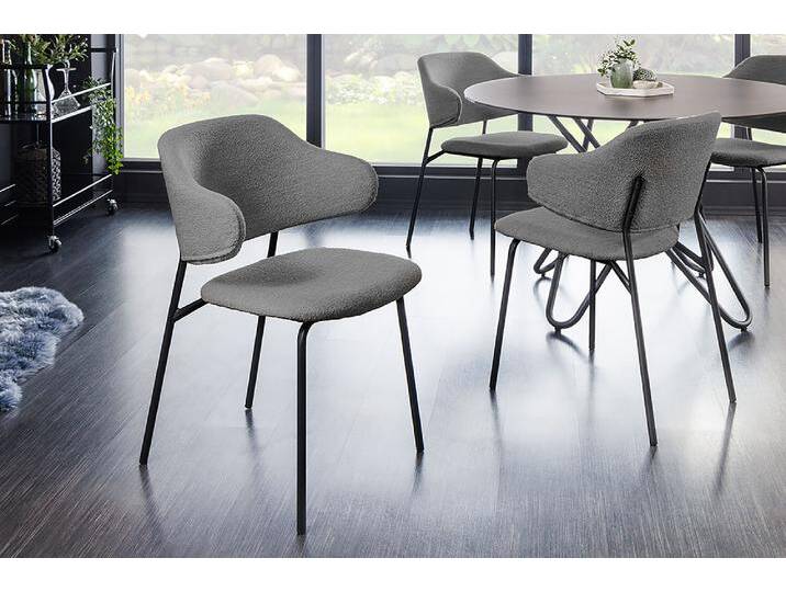 Design Stuhl VOGUE grau Bouclé schwarze Metallbeine Esszimmerstuhl Küchenstuhl Retro Skandinavisch Design Stuhl VOGUE grau Bouclé schwarze Metallbeine Esszimmerstuhl Küchenstuhl Retro Skandinavisch von Riess-Ambiente.de