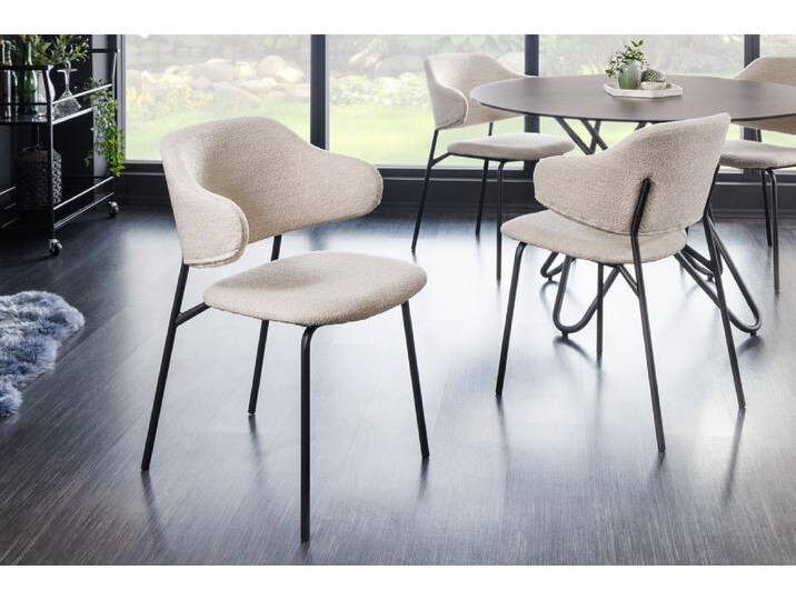 Design Stuhl VOGUE greige Bouclé schwarze Metallbeine Esszimmerstuhl Küchenstuhl Retro Skandinavisch Design Stuhl VOGUE greige Bouclé schwarze Metallbeine Esszimmerstuhl Küchenstuhl Retro Skandinavisch von Riess-Ambiente.de