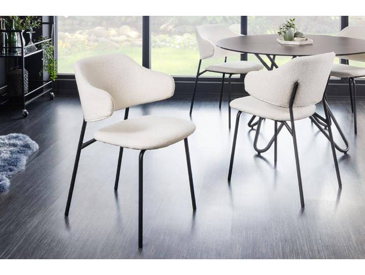 Design Stuhl VOGUE weiß Bouclé schwarze Metallbeine Esszimmerstuhl Küchenstuhl Retro Skandinavisch Design Stuhl VOGUE weiß Bouclé schwarze Metallbeine Esszimmerstuhl Küchenstuhl Retro Skandinavisch von Riess-Ambiente.de