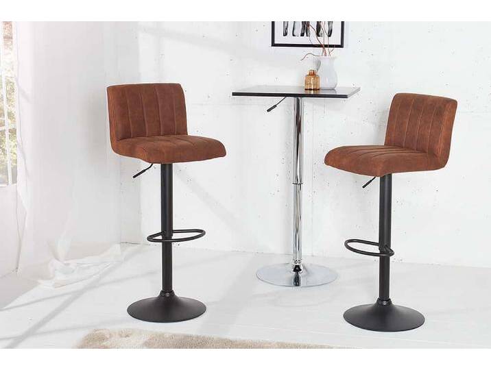 Drehbarer Barhocker PORTLAND vintage braun Microfaser Barstuhl mit Lehne höhenverstellbar Polsterstuhl für Küche Tresenhocker Bistrohocker Küchenhocker von Riess-Ambiente.de