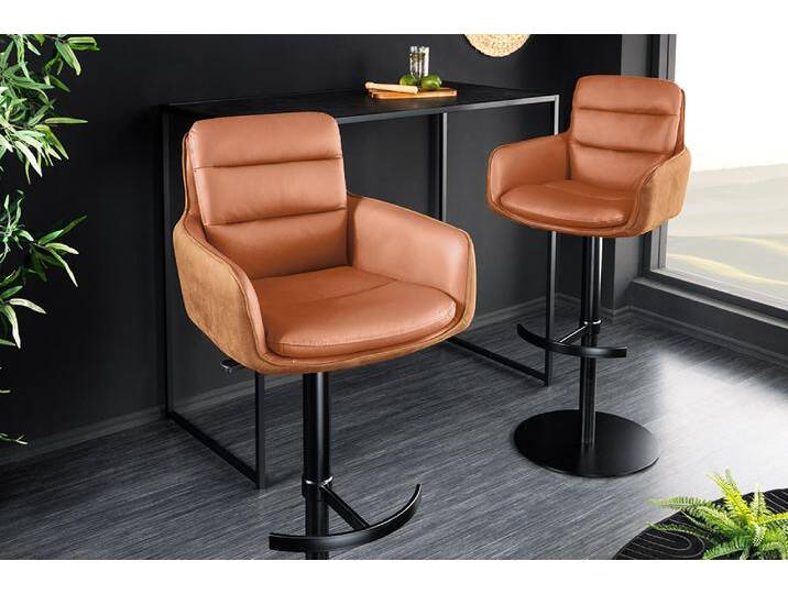 Drehbarer Design Barhocker BIG GEORGE cognac Echtleder höhenverstellbar mit Armlehnen Polsterstuhl für Küche Tresenhocker Bistrohocker Küchenhocker Industrie & Loft Modern Retro Drehbarer Design Barhocker BIG GEORGE cognac Echtleder höhenverstellbar mit Armlehnen Polsterstuhl für Küche Tresenhocker Bistrohocker Küchenhocker Industrie & Loft Modern Retro von Riess-Ambiente.de