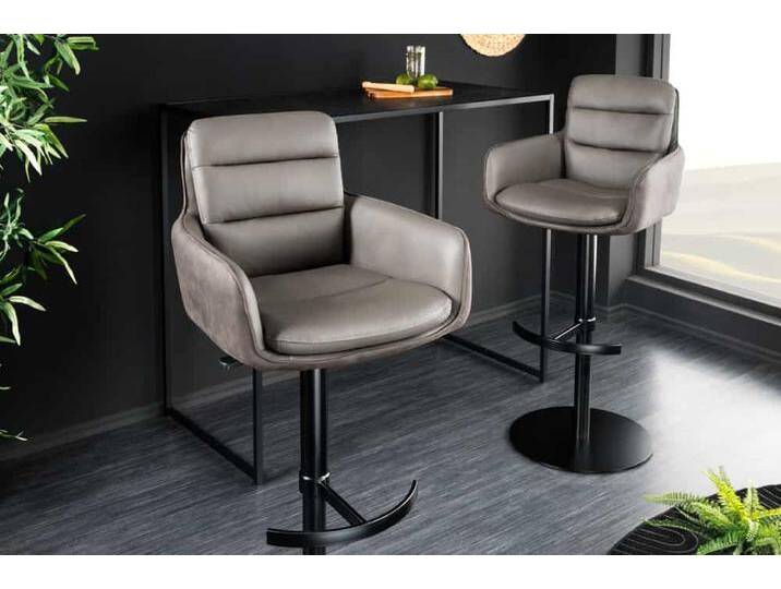 Drehbarer Design Barhocker BIG GEORGE taupe Echtleder Microfaser höhenverstellbar mit Armlehnen Polsterstuhl für Küche Tresenhocker Bistrohocker Küchenhocker Industrie & Loft Modern Retro Drehbarer Design Barhocker BIG GEORGE taupe Echtleder Microfaser höhenverstellbar mit Armlehnen Polsterstuhl für Küche Tresenhocker Bistrohocker Küchenhocker Industrie & Loft Modern Retro von Riess-Ambiente.de