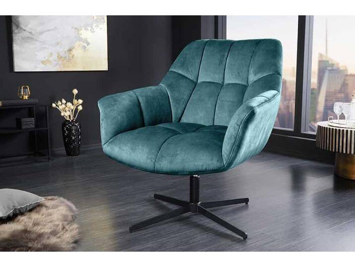 Drehbarer Design Sessel PAPILLON petrol Samt 360° schwarz Metall höhenverstellbar Industrie & Loft Modern Drehbarer Design Sessel PAPILLON petrol Samt 360° schwarz Metall höhenverstellbar Industrie & Loft Modern von Riess-Ambiente.de