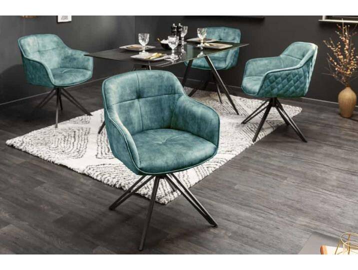 Drehbarer Design Stuhl EUPHORIA petrol Samt mit Armlehne Metallgestell schwarz Polsterstuhl Esszimmerstuhl Küchenstuhl Glamour Retro Drehbarer Design Stuhl EUPHORIA petrol Samt mit Armlehne Metallgestell schwarz Polsterstuhl Esszimmerstuhl Küchenstuhl Glamour Retro von Riess-Ambiente.de