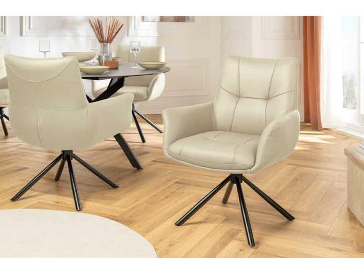 Drehbarer Design Stuhl SIGNATURE beige Echtleder 360° mit Federkern schwarz Metall Polsterstuhl Esszimmerstuhl Küchenstuhl Drehbarer Design Stuhl SIGNATURE beige Echtleder 360° mit Federkern schwarz Metall Polsterstuhl Esszimmerstuhl Küchenstuhl von Riess-Ambiente.de