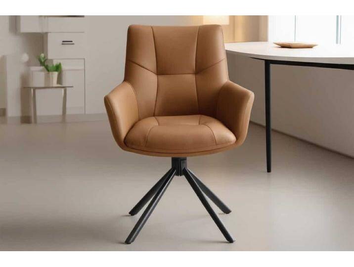 Drehbarer Design Stuhl SIGNATURE cognac Echtleder 360° mit Federkern schwarz Metall Polsterstuhl Esszimmerstuhl Küchenstuhl Drehbarer Design Stuhl SIGNATURE cognac Echtleder 360° mit Federkern schwarz Metall Polsterstuhl Esszimmerstuhl Küchenstuhl von Riess-Ambiente.de