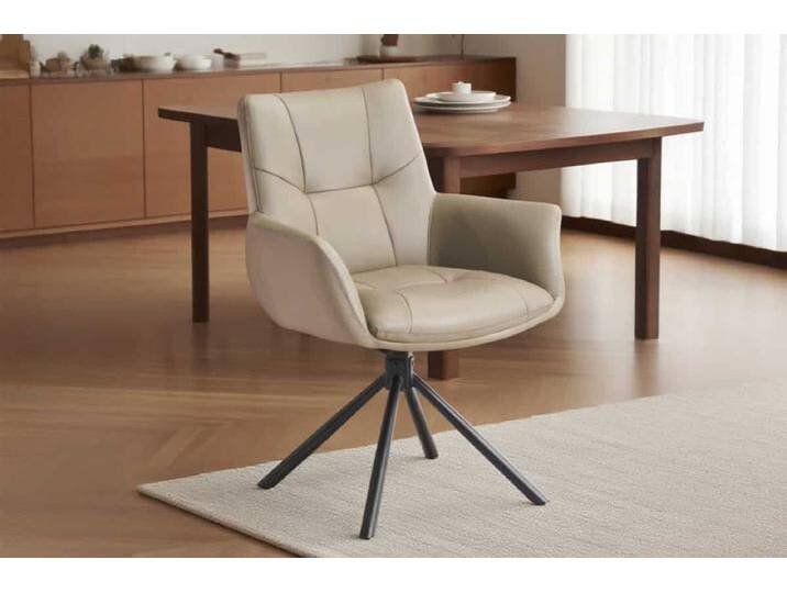 Drehbarer Design Stuhl SIGNATURE taupe Echtleder 360° mit Federkern schwarz Metall Polsterstuhl Esszimmerstuhl Küchenstuhl Drehbarer Design Stuhl SIGNATURE taupe Echtleder 360° mit Federkern schwarz Metall Polsterstuhl Esszimmerstuhl Küchenstuhl von Riess-Ambiente.de