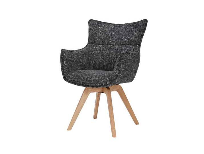 Drehbarer Design Stuhl VOGUE anthrazit natur Strukturstoff Eichenholz 360° mit Armlehne Esszimmerstuhl Küchenstuhl von Riess-Ambiente.de