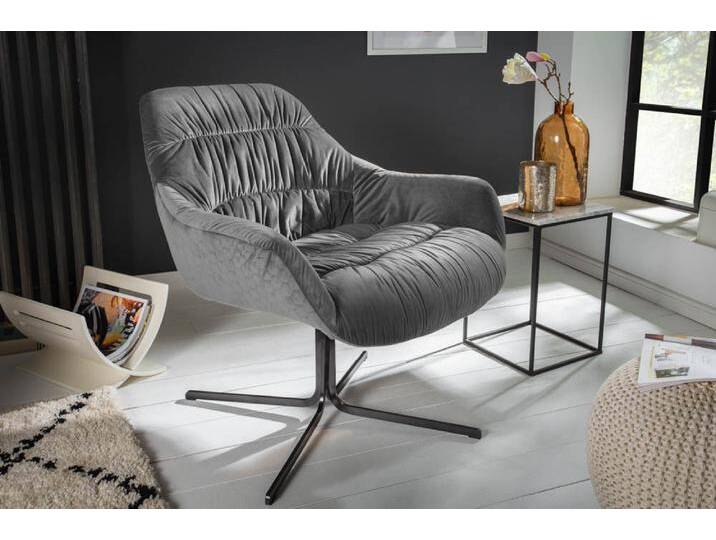 Drehbarer Sessel BIG DUTCH grau Samt mit Armlehnen Retro Stil Drehbarer Sessel BIG DUTCH grau Samt mit Armlehnen Retro Stil von Riess-Ambiente.de