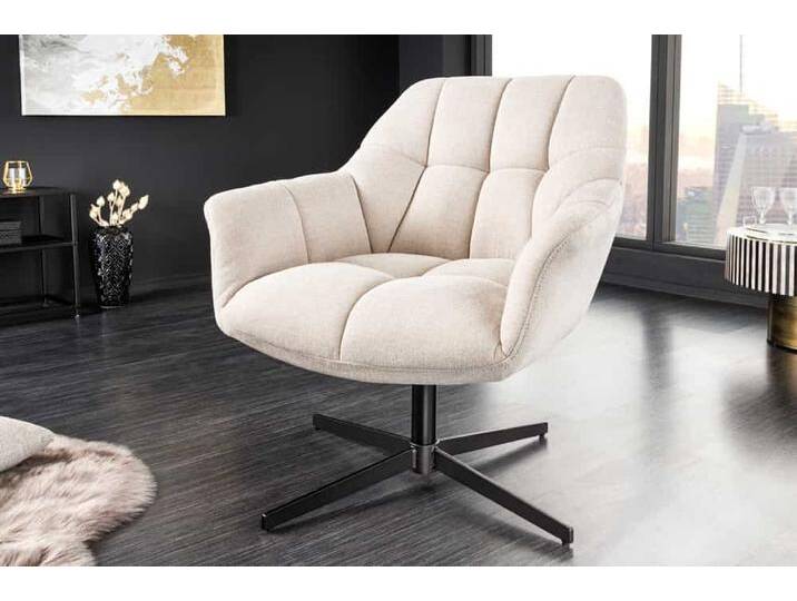 Drehbarer Sessel PAPILLON champagner beige schwarz Metall höhenverstellbar mit Armlehne Industrie & Loft Modern Skandinavisch von Riess-Ambiente.de