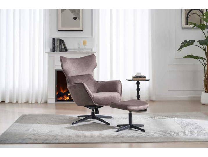 Drehbarer Sessel VOGUE taupe Samt schwarze Metallbeine mit Armlehne Industrie & Loft Modern von Riess-Ambiente.de
