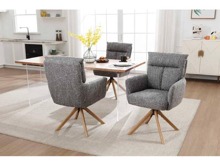 Drehbarer Stuhl BIG GEORGE grau Strukturstoff Eichenholz mit Armlehne Landhaus Modern Natur Skandinavisch Drehbarer Stuhl BIG GEORGE grau Strukturstoff Eichenholz mit Armlehne Landhaus Modern Natur Skandinavisch von Riess-Ambiente.de